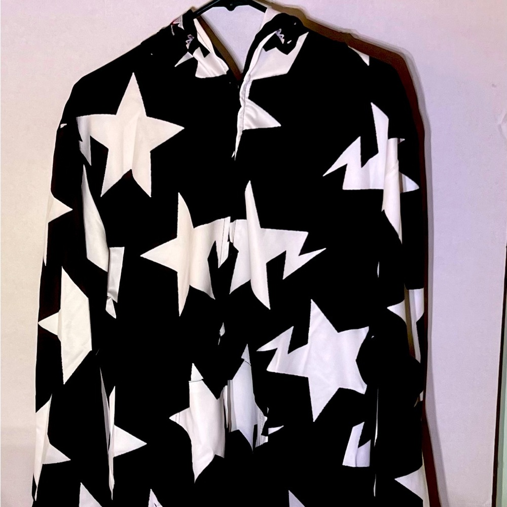 Black and White Star Pattern Hoodie